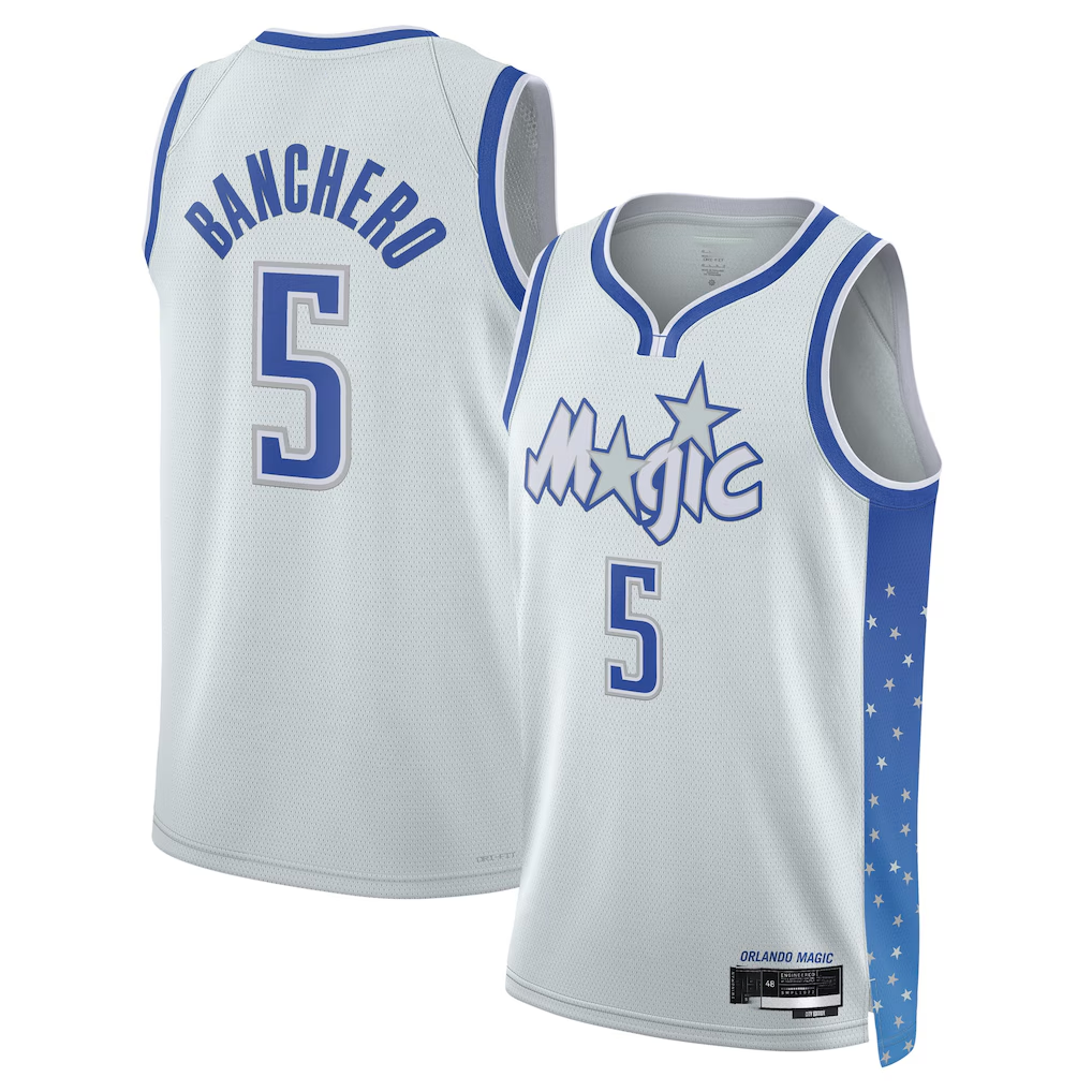 Blackjersey O.Magic #5 Paolo Banchero Silver 202526 Swingman Jerseys - City Edition