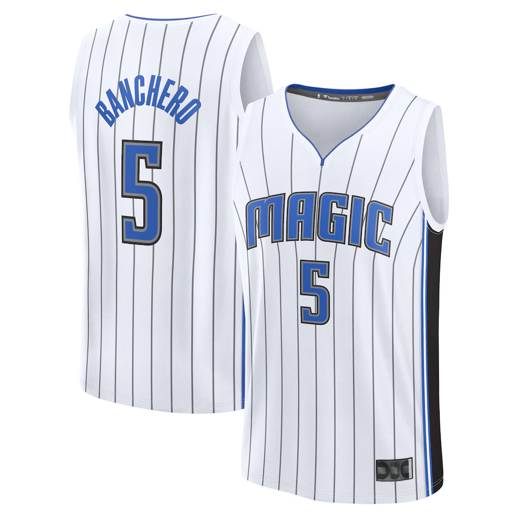 Blackjersey O.Magic #5 Paolo Banchero  White Fast Break Replica Player Jerseys - Association Edition