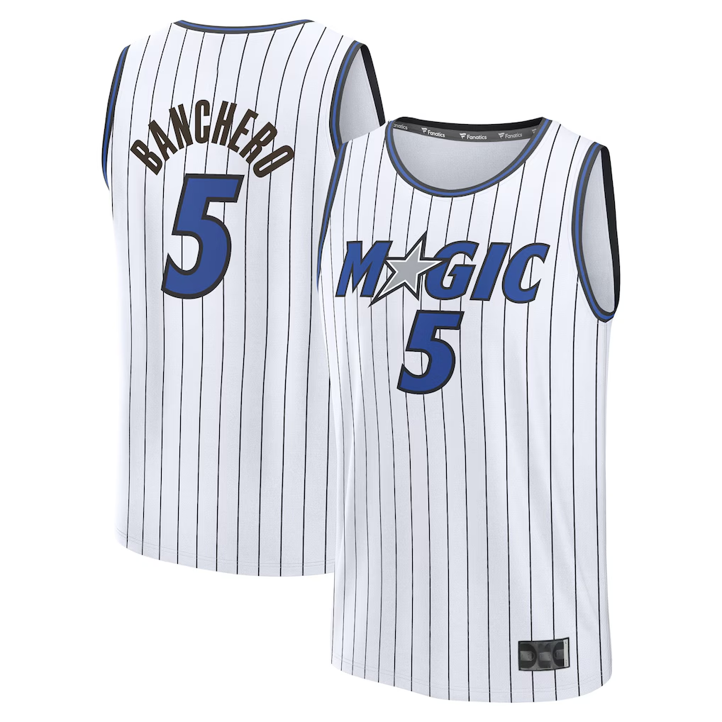 Blackjersey O.Magic #5 Paolo Banchero  White Fast Break Replica Player Jerseys - Association Edition