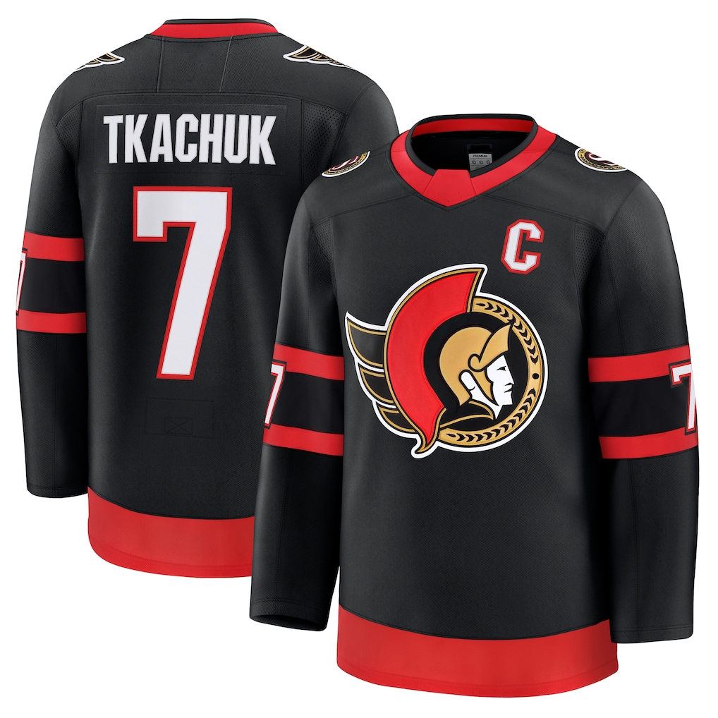 Blackjersey O.Senators #7 Brady Tkachuk Black Home Premium Jerseys