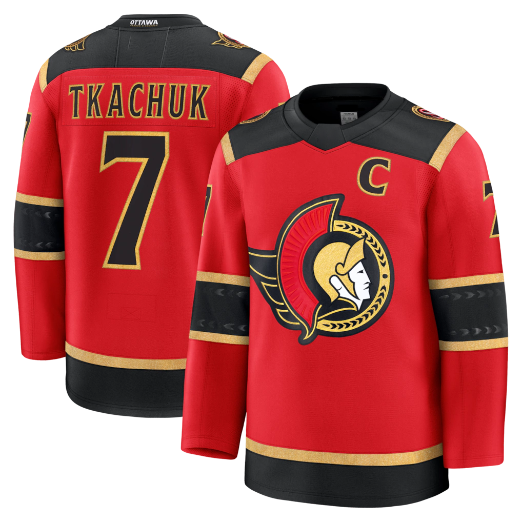 Blackjersey O.Senators #7 Brady Tkachuk Red Alternate Premium Jerseys
