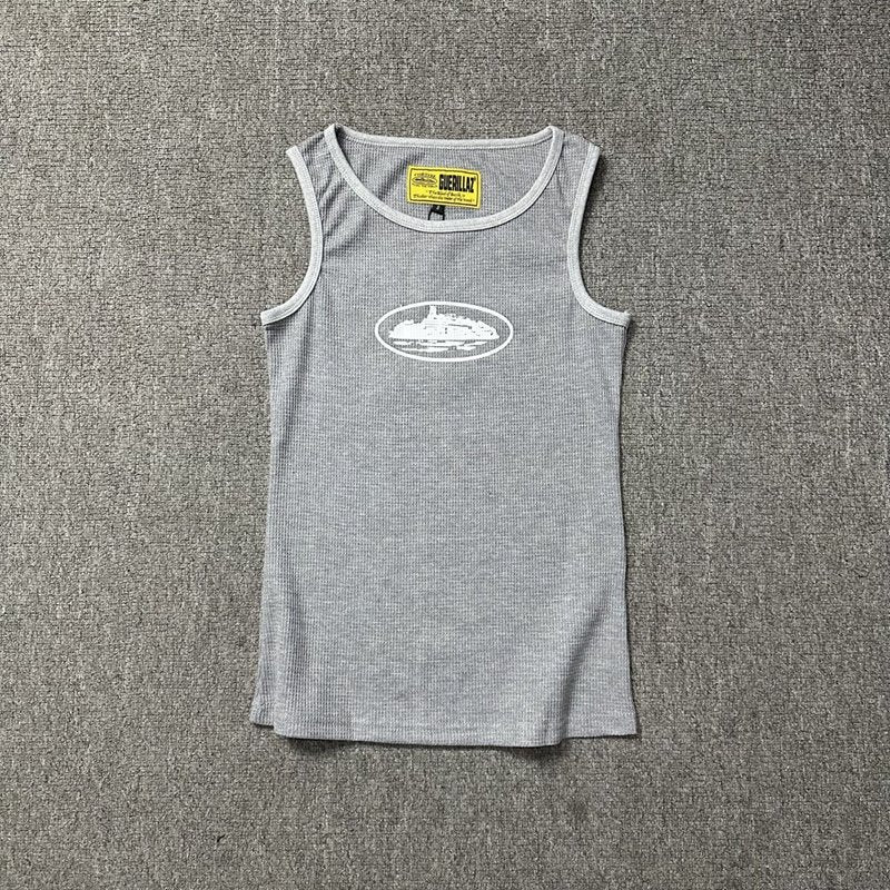 Classic Alcatraz Print Tank Top, American High Street Trendy Brand T-shirt
