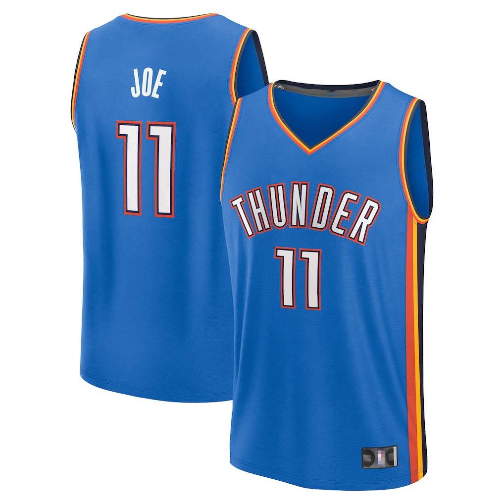 Blackjersey OC.Thunder #11 Isaiah Joe Blue Fast Break Replica Player Stitched Jerseys- Icon Edition