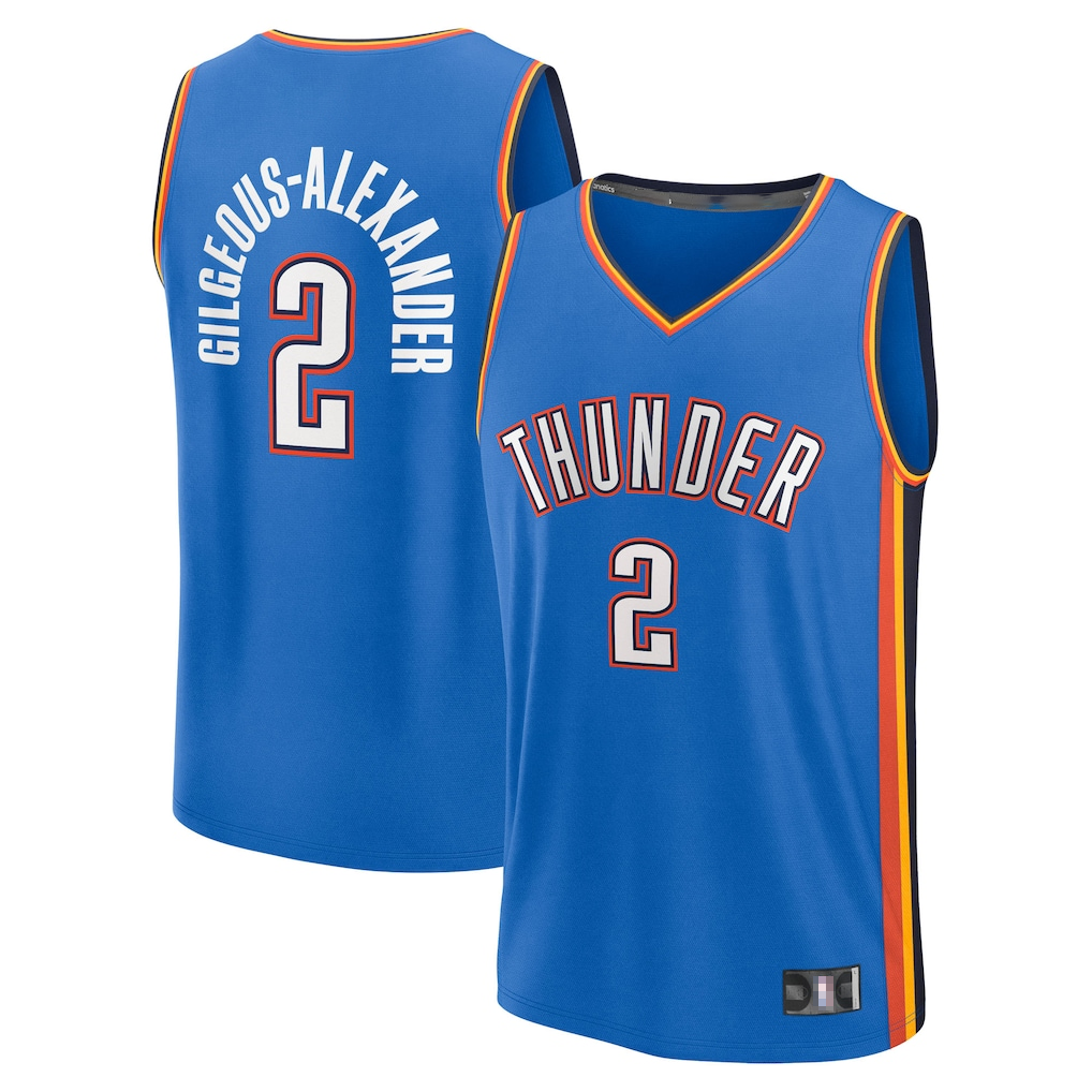 Blackjersey OC.Thunder #2 Shai Gilgeous-Alexander Blue Big & Tall Fast Break Stitched Jerseys- Icon Edition