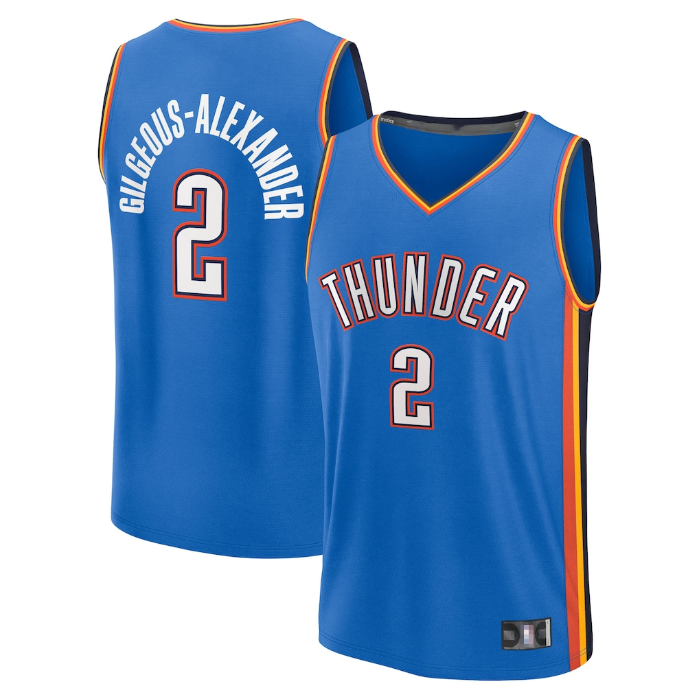Blackjersey OC.Thunder #2 Shai Gilgeous-Alexander Blue Fast Break Replica Player Stitched Stitched Jerseys-Icon Edition