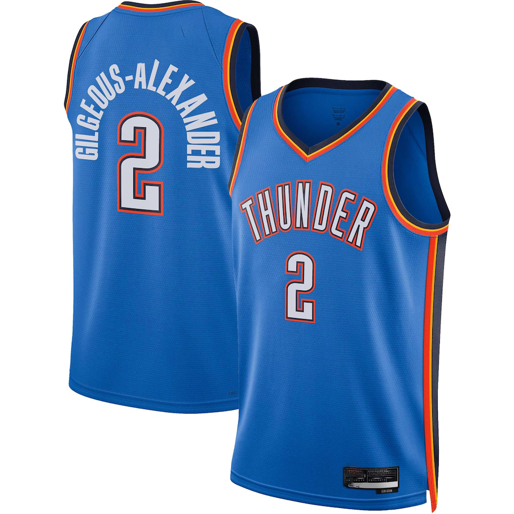 Blackjersey OC.Thunder #2 Shai Gilgeous-Alexander Blue Swingman Stitched Jerseys - Icon Edition