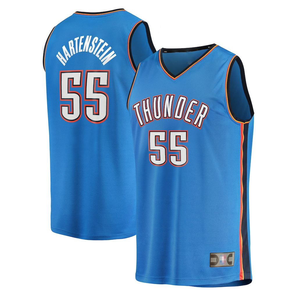 Blackjersey OC.Thunder #55 Isaiah Hartenstein Blue Fast Break Replica Player Stitched Jerseys - Icon Edition