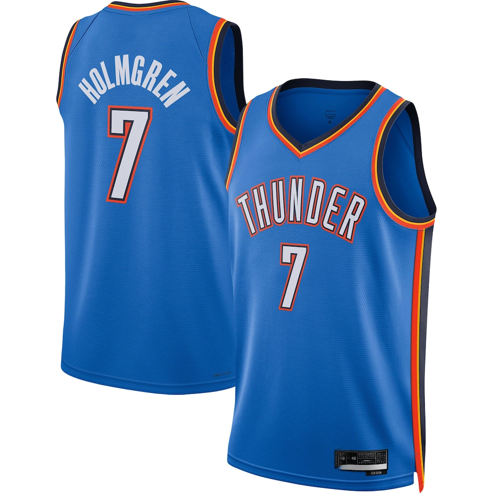 Blackjersey OC.Thunder #7 Chet Holmgren Blue 2022 Draft First Round Pick Player Swingman Stitched Jerseys - Icon Edition
