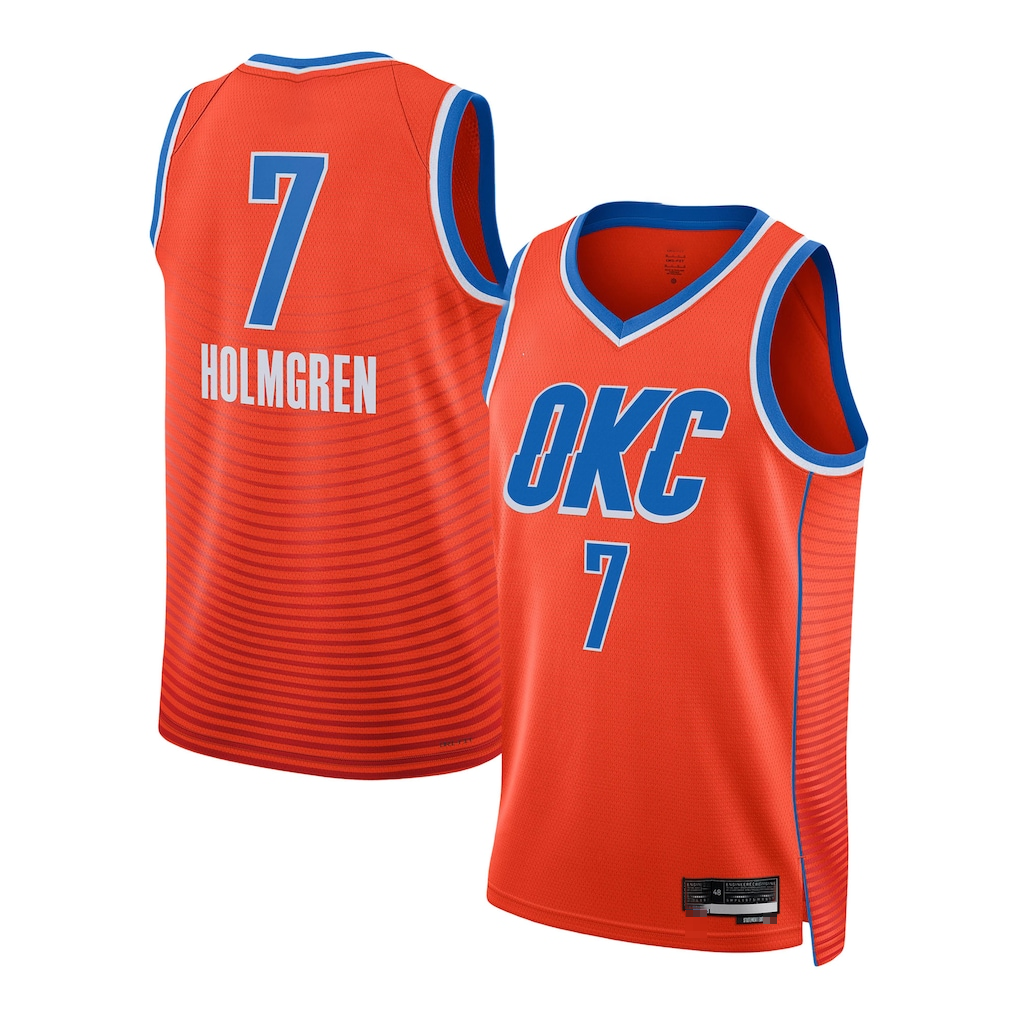 Blackjersey OC.Thunder #7 Chet Holmgren Orange Swingman Stitched Jerseys - Statement Edition