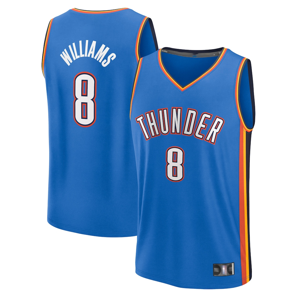 Blackjersey OC.Thunder #8 Jalen Williams Blue Fast Break Replica Player Stitched Jerseys - Icon Edition