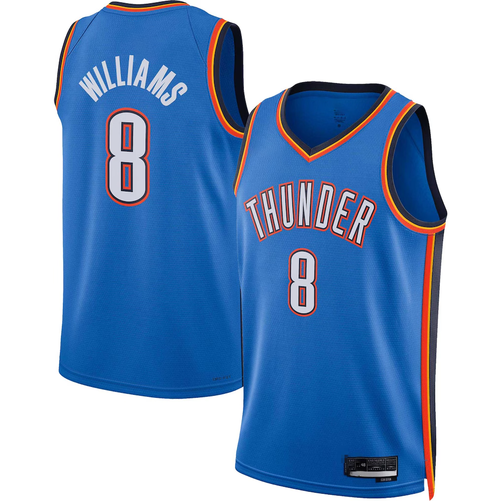 Blackjersey OC.Thunder #8 Jalen Williams Blue Swingman Stitched Jerseys - Icon Edition
