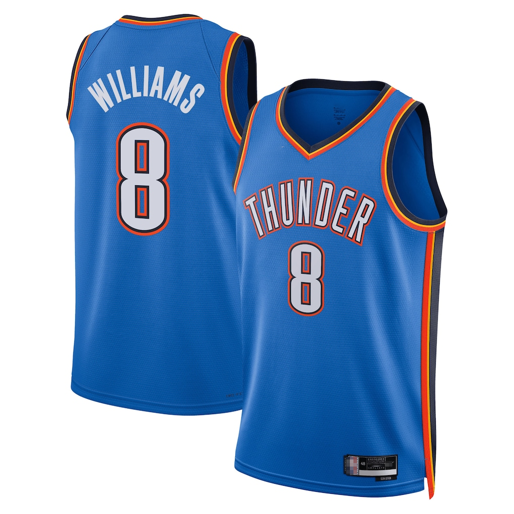 Blackjersey OC.Thunder #8 Jared McCain Blue Swingman Stitched Jerseys - Icon Edition