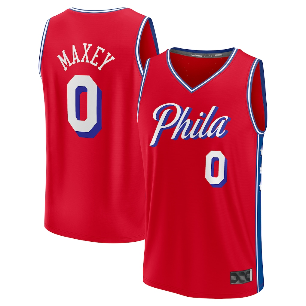 Blackjersey P.76ers #0 Tyrese Maxey  Red Fast Break Replica Player Jerseys - Statement Edition