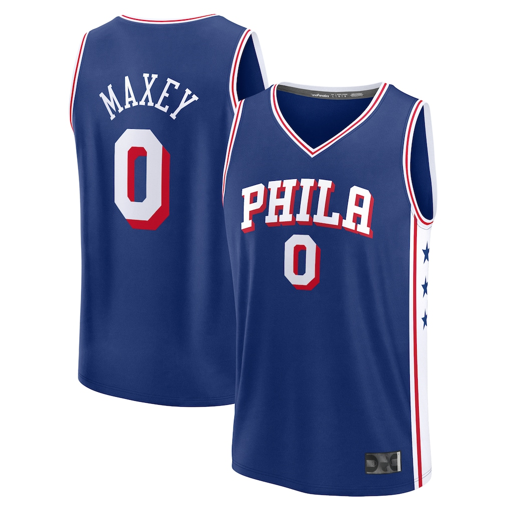 Blackjersey P.76ers #0 Tyrese Maxey  Royal Fast Break Replica Jerseys - Icon Edition