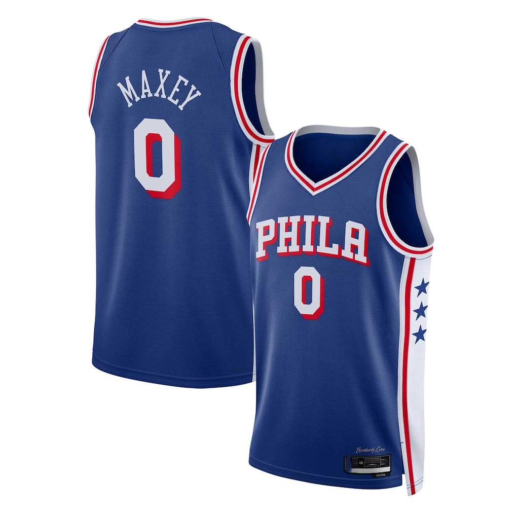 Blackjersey P.76ers #0 Tyrese Maxey Royal Swingman Jerseys - Icon Edition