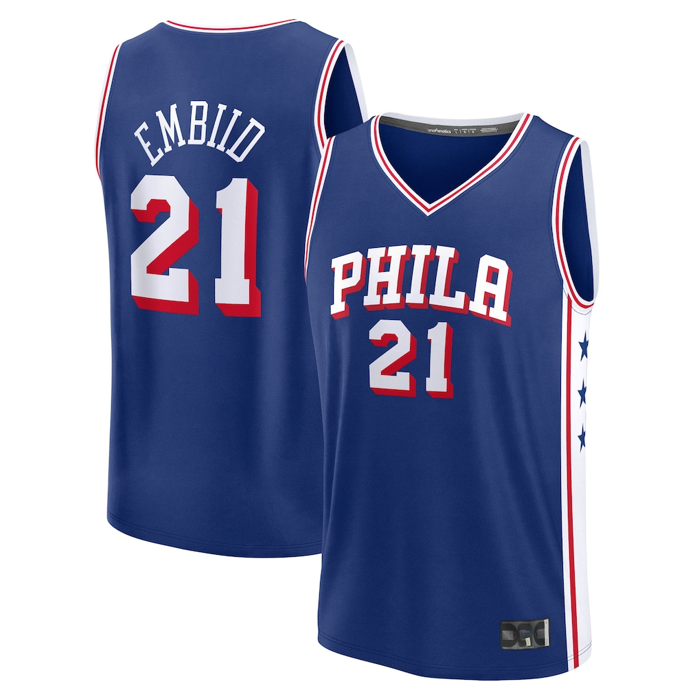 Blackjersey P.76ers #21 Joel Embiid  Royal Fast Break Replica Player Jerseys - Icon Edition