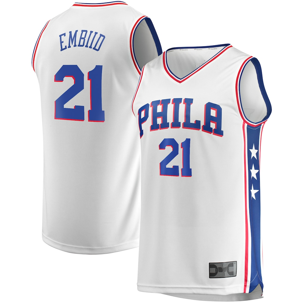 Blackjersey P.76ers #21 Joel Embiid White Replica Jerseys - Association Edition