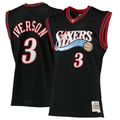 Blackjersey P.76ers #3 Allen Iverson Mitchell & Ness Black 200001 Hardwood Classics Swingman Jerseys