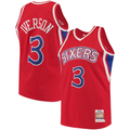 Blackjersey P.76ers #3 Allen Iverson Mitchell & Ness Red 199697 Hardwood Classics Authentic Jerseys