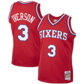 Blackjersey P.76ers #3 Allen Iverson Mitchell & Ness Red 200203 Hardwood Classics Swingman Jerseys