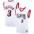 Blackjersey P.76ers #3 Allen Iverson Mitchell & Ness White Hardwood Classics Swingman Jerseys