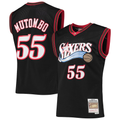 Blackjersey P.76ers #55 Dikembe Mutombo Mitchell & Ness Black Hardwood Classics Swingman Jerseys