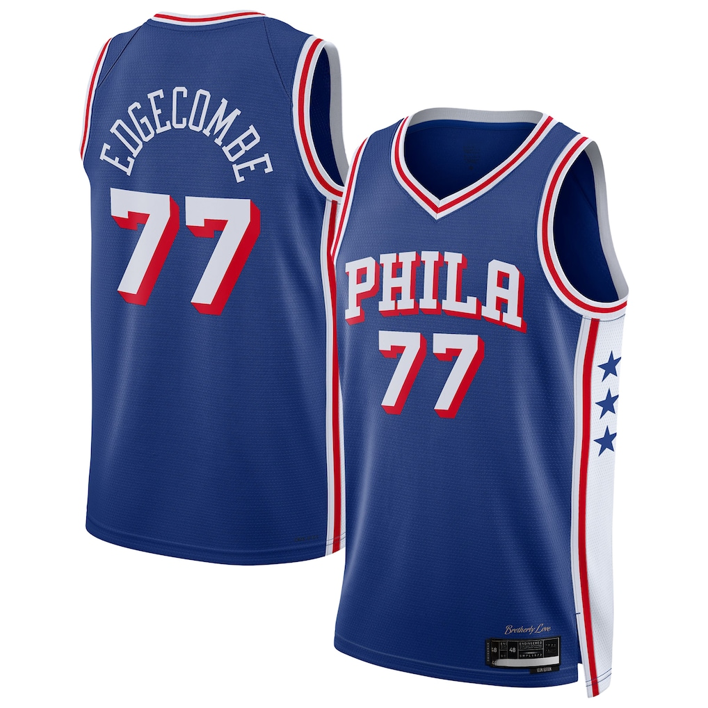 Blackjersey P.76ers #77 VJ Edgecombe Royal Swingman Jerseys - Icon Edition