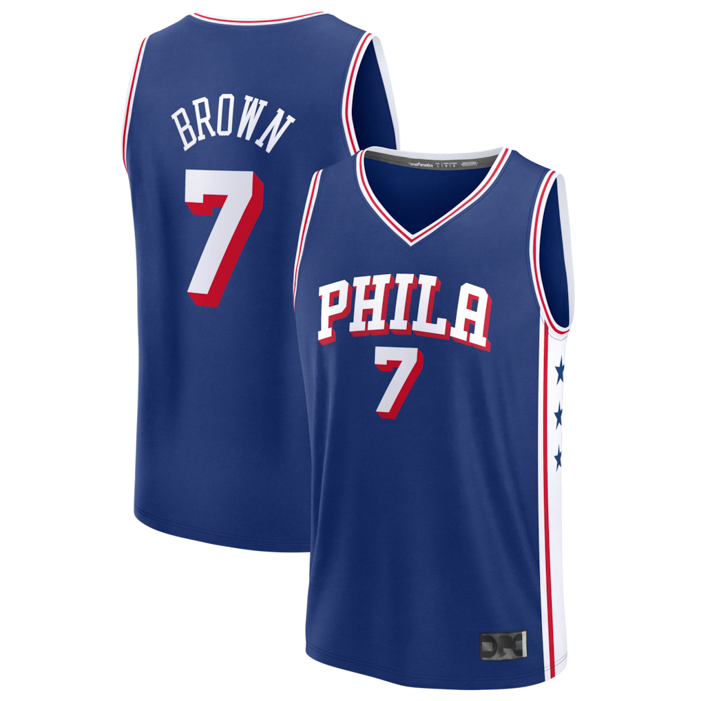 Blackjersey P.76ers #7 Jaylen Brown Fanatics Royal Fast Break JerseyS - Icon Edition