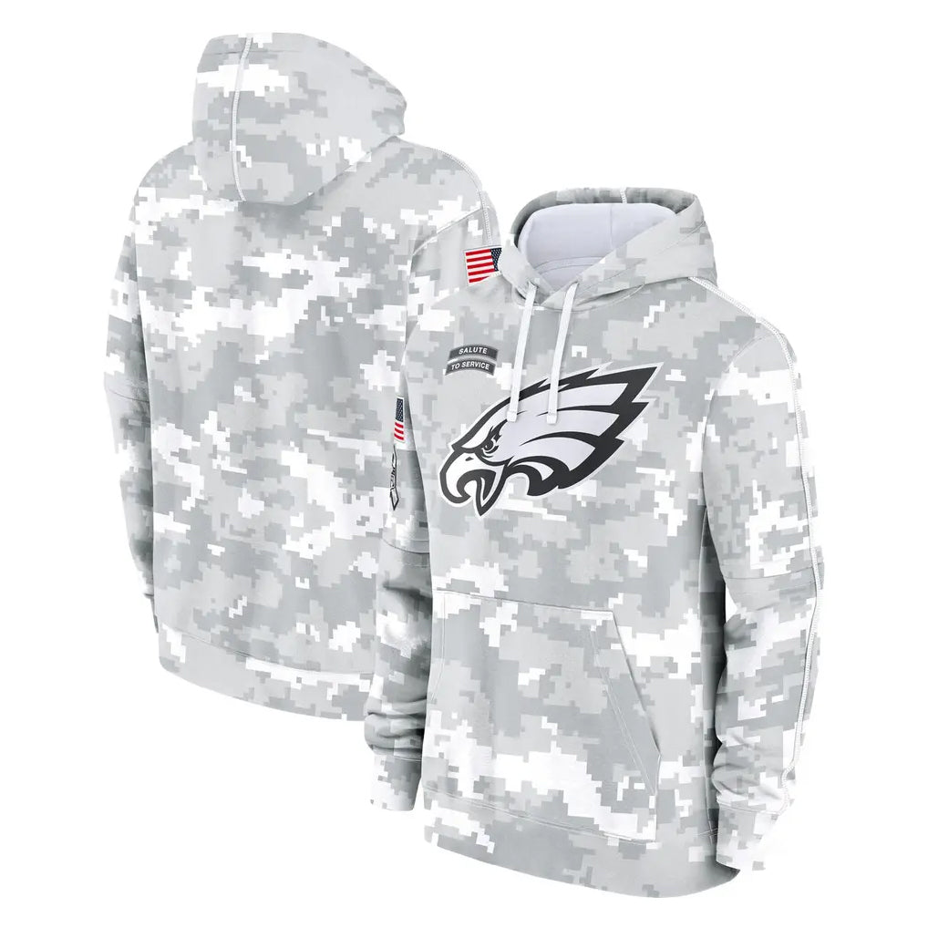 Blackjersey P.Eagles Arctic Camo Salute to Service Pullover Hoodies Limited Game Blank Player Stitched Jerseys