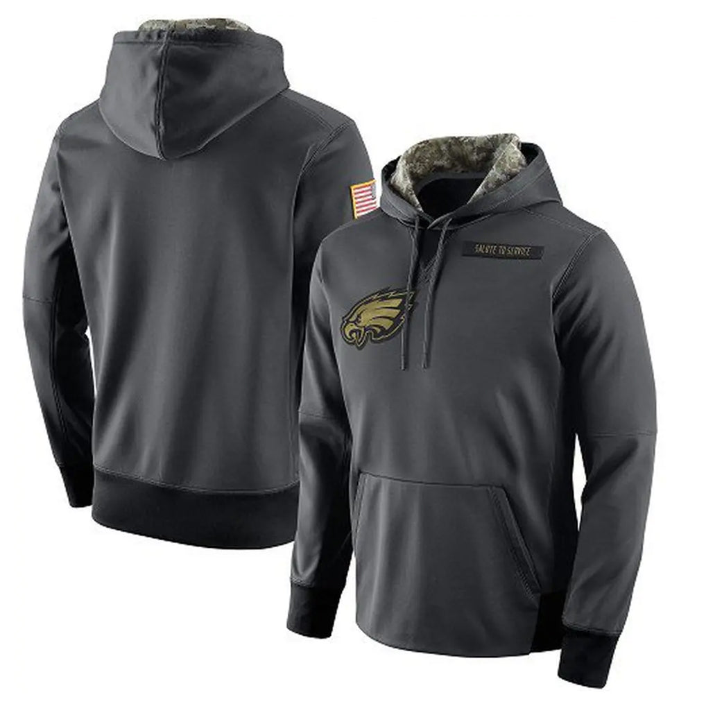 Blackjersey P.Eagles Gray Pullover Hoodies Home Game Blank Player Stitched Jerseys