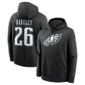 Blackjersey P.Eagles #26 Saquon Barkley Player Black Pullover Hoodies Home Game Stitched Jerseys