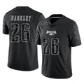 Blackjersey P.Eagles #26 Saquon Barkley Player Black Reflective Limited Home Game Stitched Jerseys