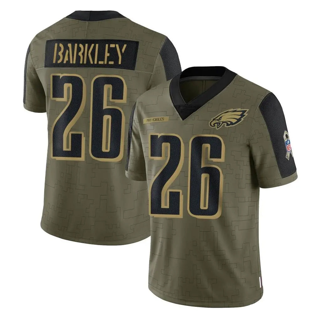 Blackjersey P.Eagles #26 Saquon Barkley Player Olive Salute To Service Limited Game Stitched Jerseys