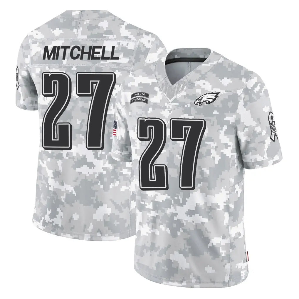 Blackjersey P.Eagles #27 Quinyon Mitchell Player Arctic Camo Salute to Service Limited Game Stitched Jerseys