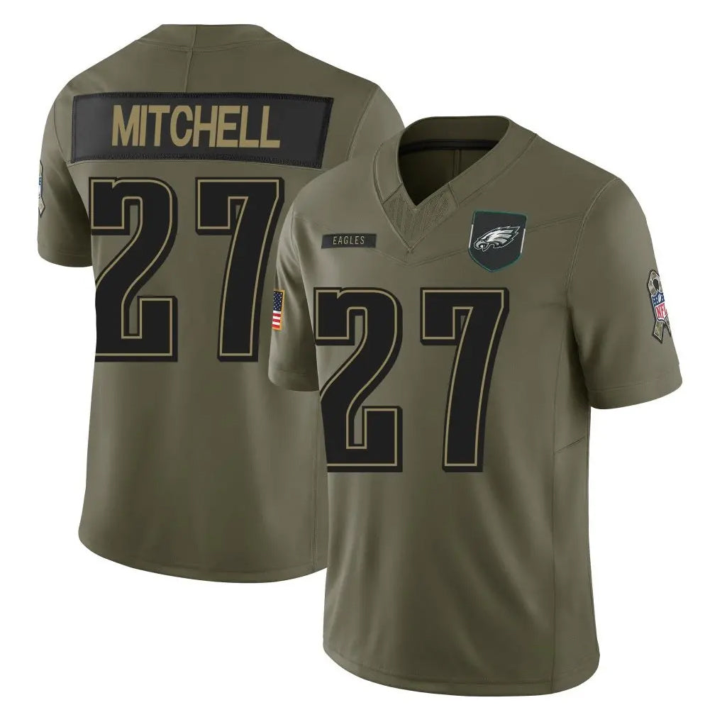 Blackjersey P.Eagles #27 Quinyon Mitchell Player Olive 2025 Salute To Service Limited Stitched Jerseys