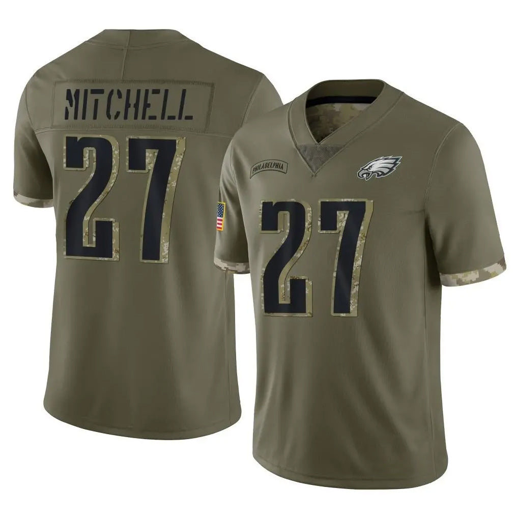 Blackjersey P.Eagles #27 Quinyon Mitchell Player Olive Salute To Service Limited Stitched Jerseys