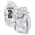 Blackjersey P.Eagles #2 Riq Woolen Player Arctic Camo Salute to Service Pullover Hoodies Limited Game Stitched Jerseys