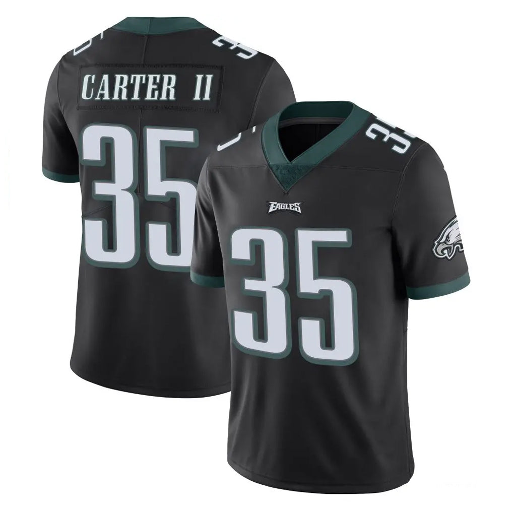 Blackjersey P.Eagles #35 Michael Carter II Player Black Limited Vapor Untouchable Home Game Stitched Jerseys