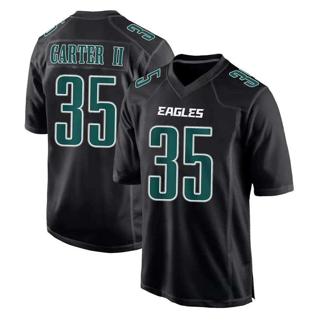 Blackjersey P.Eagles #35 Michael Carter II Player Carbon Black Fashion Home Game Stitched Jerseys