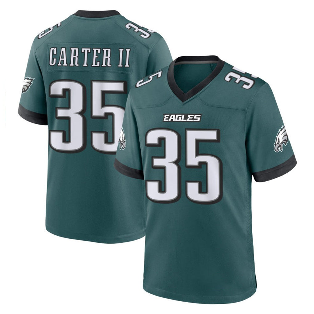 Blackjersey P.Eagles #35 Michael Carter II Player Green Home Game Stitched Jerseys