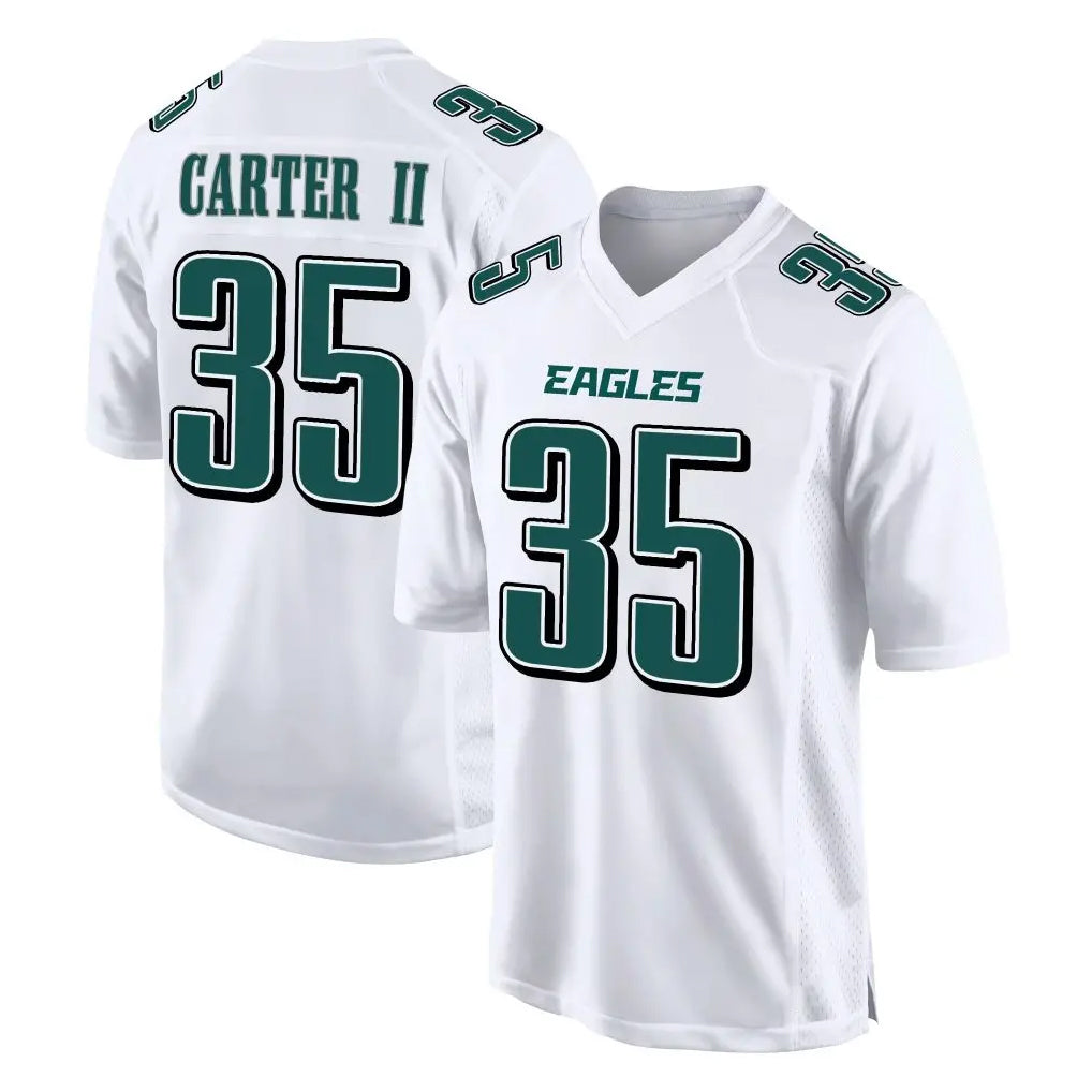 Blackjersey P.Eagles #35 Michael Carter II Player White Tundra Fashion Home Game Stitched Jerseys
