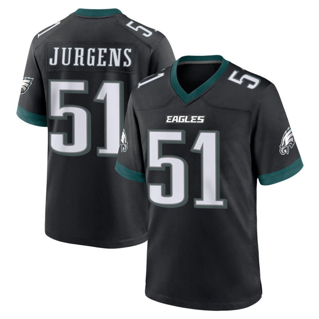 Blackjersey P.Eagles #51 Cam Jurgens Player Black Game Home Stitched Jerseys