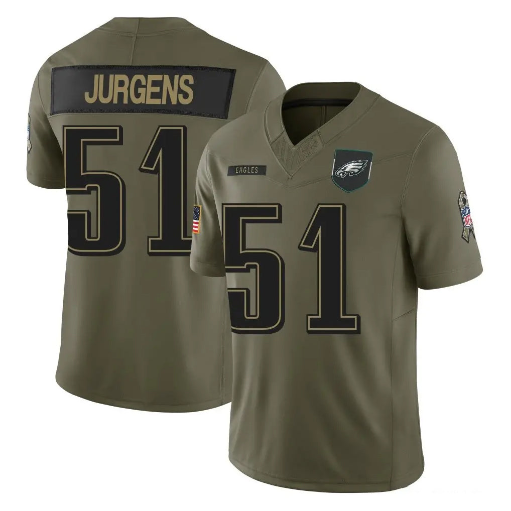 Blackjersey P.Eagles #51 Cam Jurgens Player Olive 2025 Salute To Service Limited Stitched Jerseys