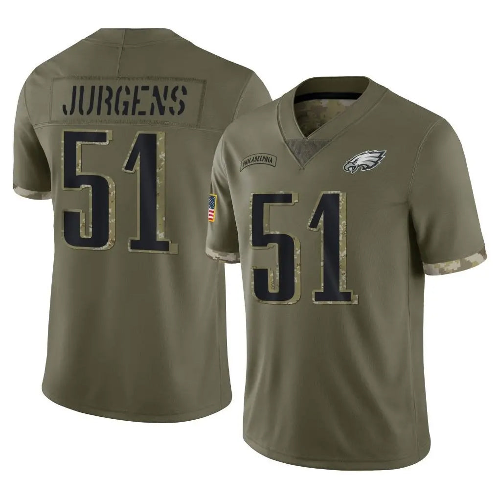 Blackjersey P.Eagles #51 Cam Jurgens Player Olive Salute To Service Limited Stitched Jerseys