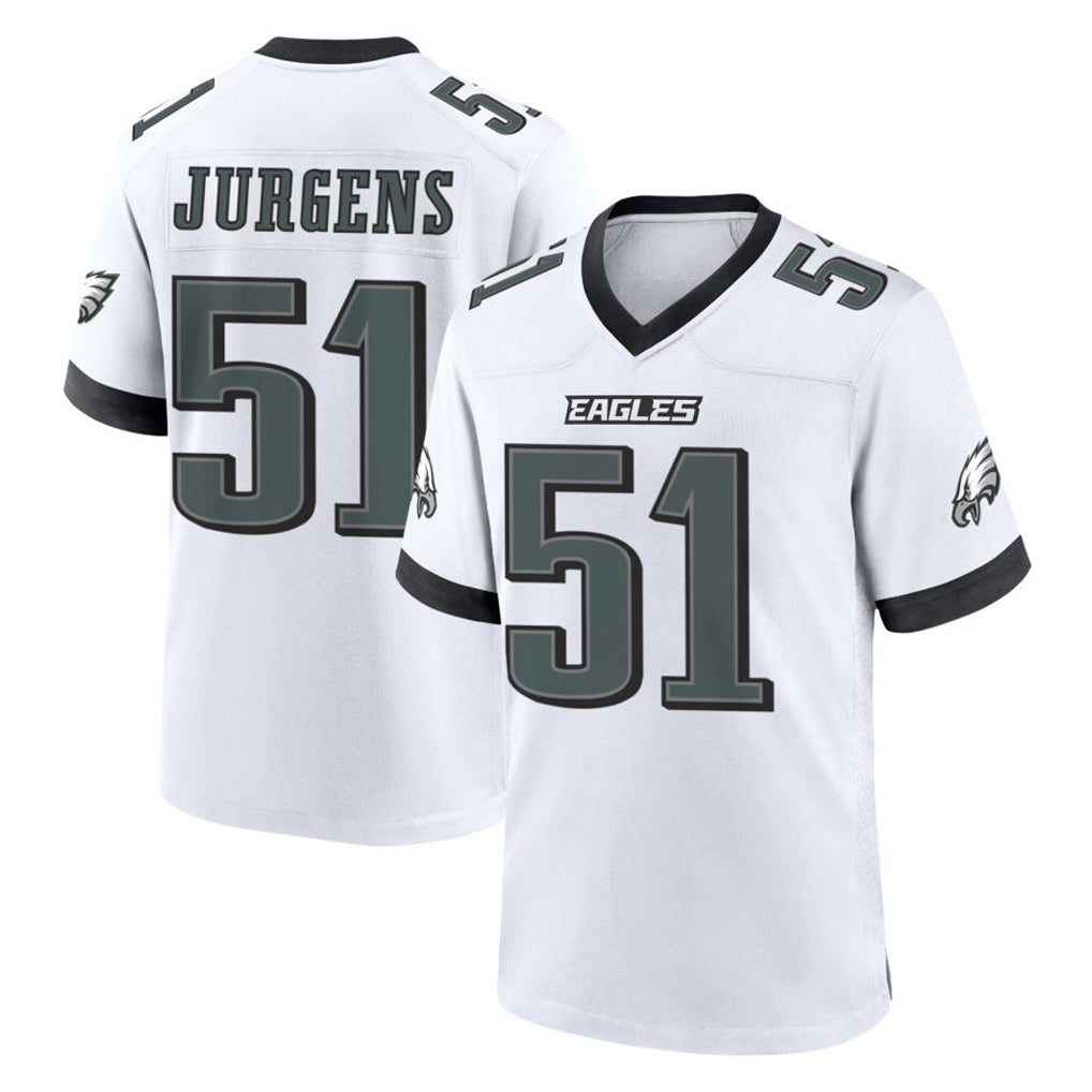 Blackjersey P.Eagles #51 Cam Jurgens Player White Game Home Stitched Jerseys