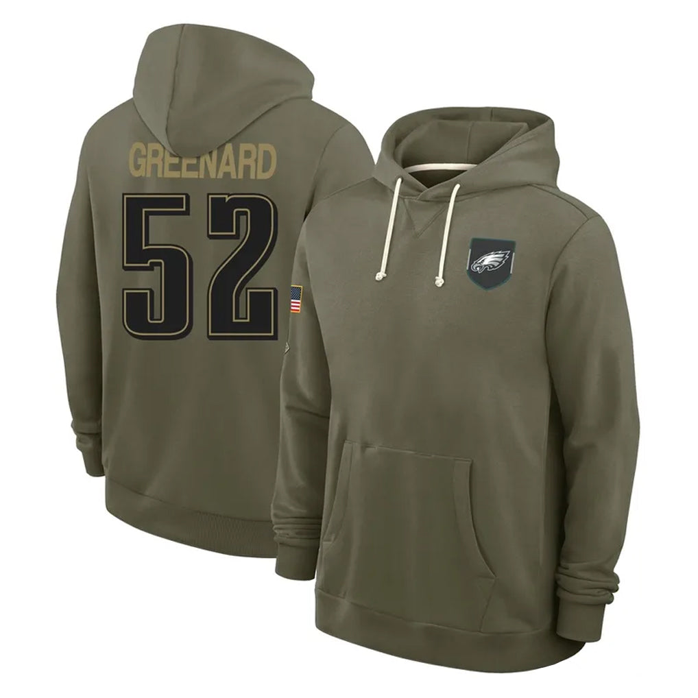 Blackjersey P.Eagles #52 Jonathan Greenard Player Olive Salute to Service Pullover Hoodies Limited Stitched Jerseys