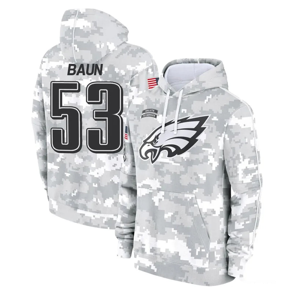 Blackjersey P.Eagles #53 Zack Baun Player Arctic Camo Salute to Service Pullover Hoodies Limited Game Stitched Jerseys