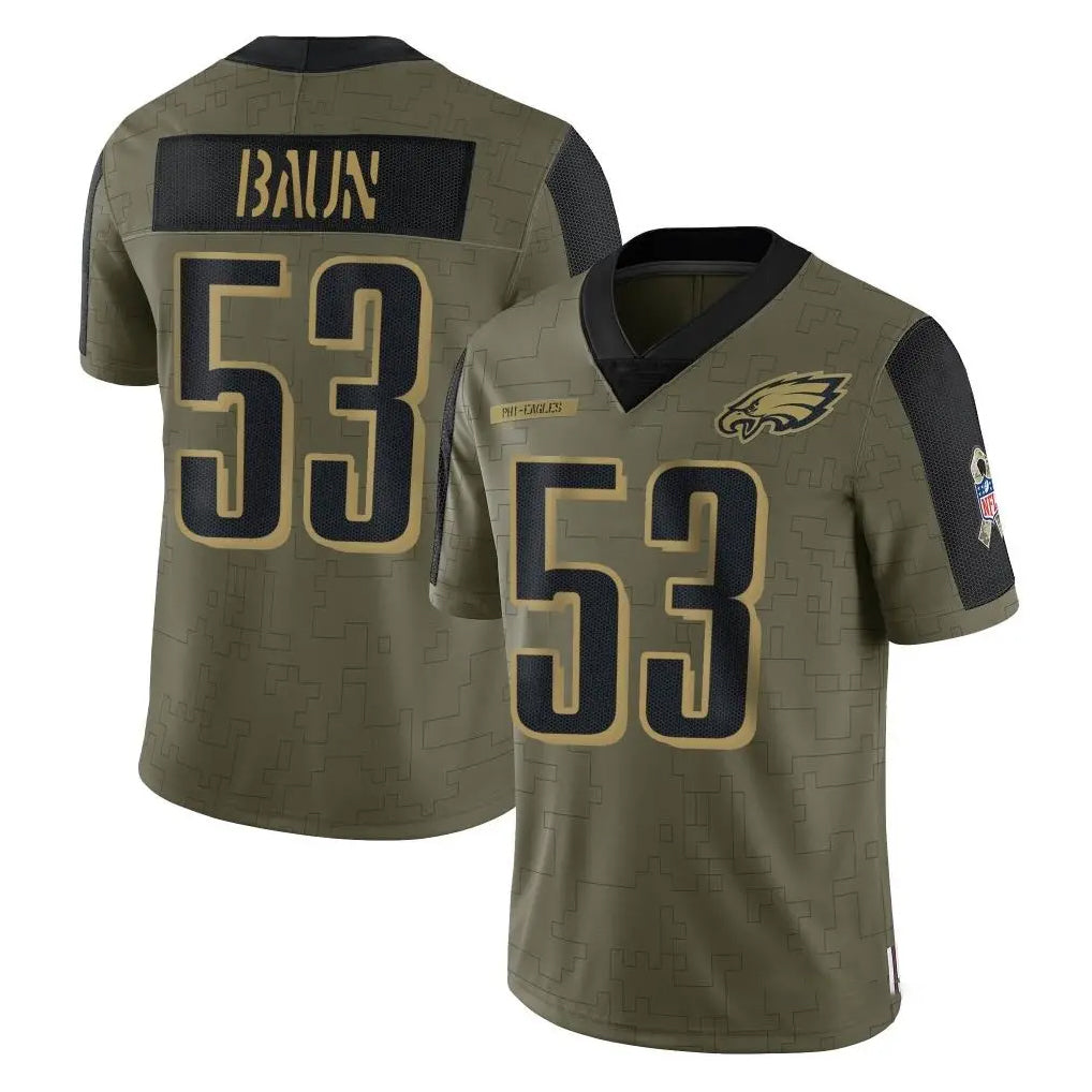 Blackjersey P.Eagles #53 Zack Baun Player Olive Salute To Service Limited Game Stitched Jerseys