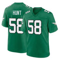 Blackjersey P.Eagles #58 Jalyx Hunt Player Green Kelly Alternate Home Game Stitched Jerseys