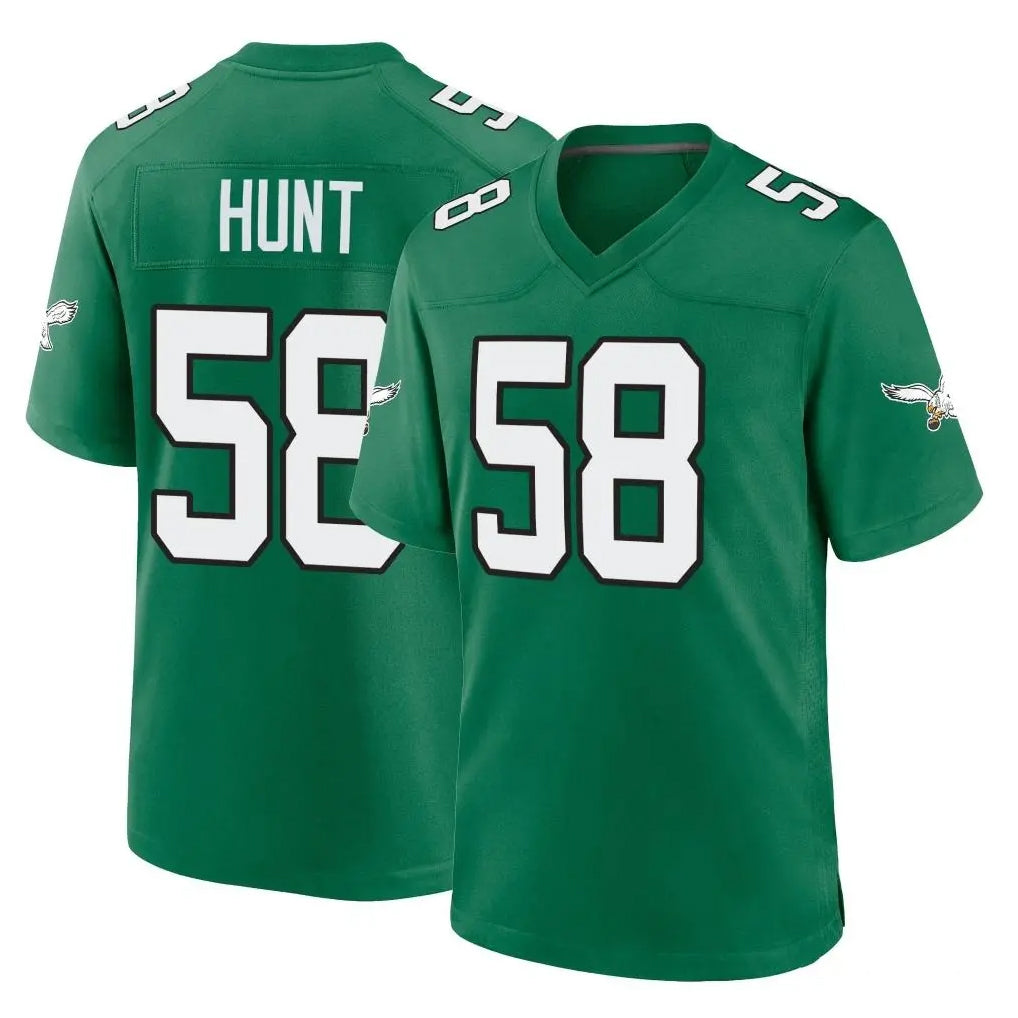 Blackjersey P.Eagles #58 Jalyx Hunt Player Green Kelly Alternate Home Game Stitched Jerseys